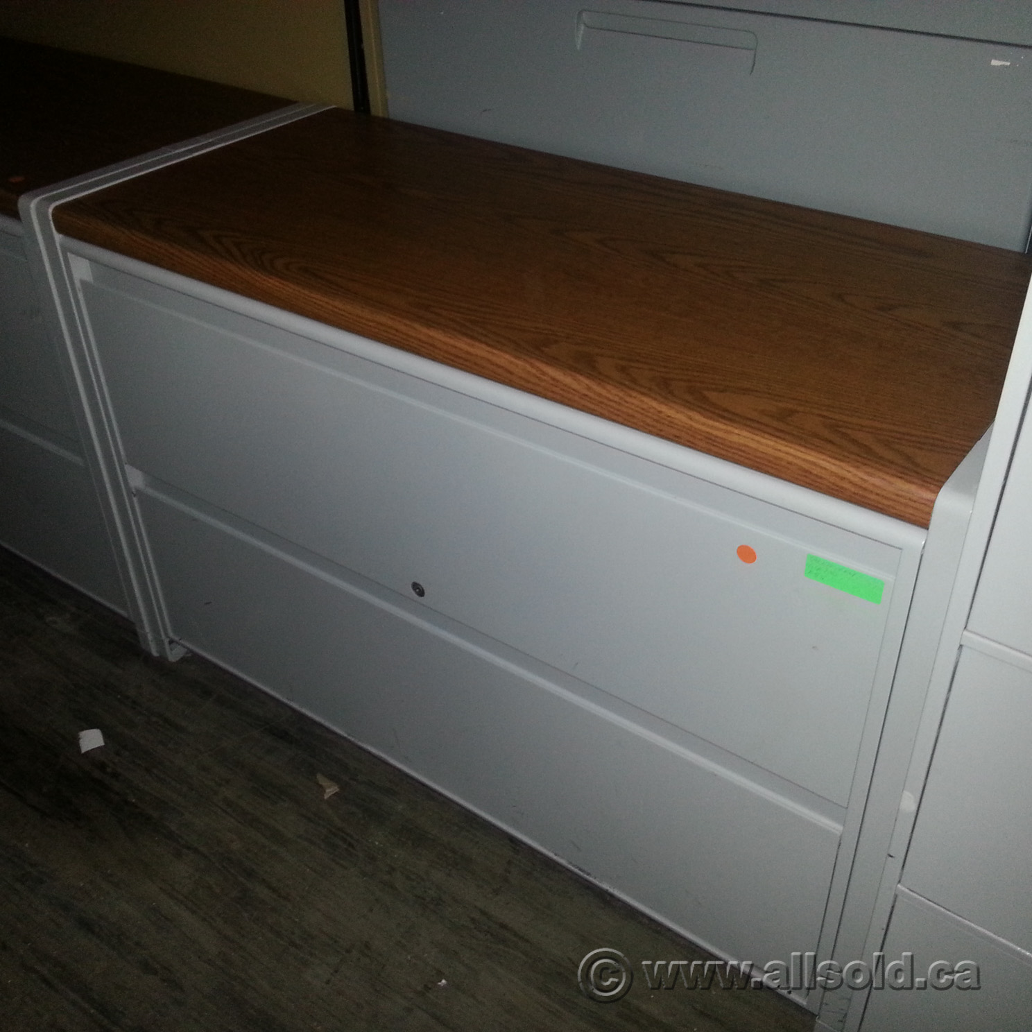 Grey 45 in. 2 Drawer Lateral File w Wood Top, Locking Allsold